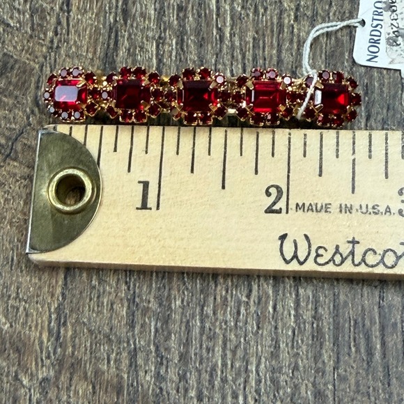 Vintage Joomi Joolz Ruby Red Rhinestone Gold Barrette Made in France NWT main image 6